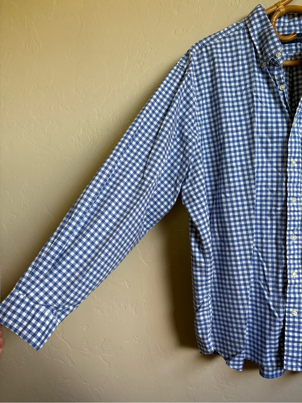 Ralph Lauren Gingham Check Plaid Blue White 100% Cotton Button Down Shirt 2XB